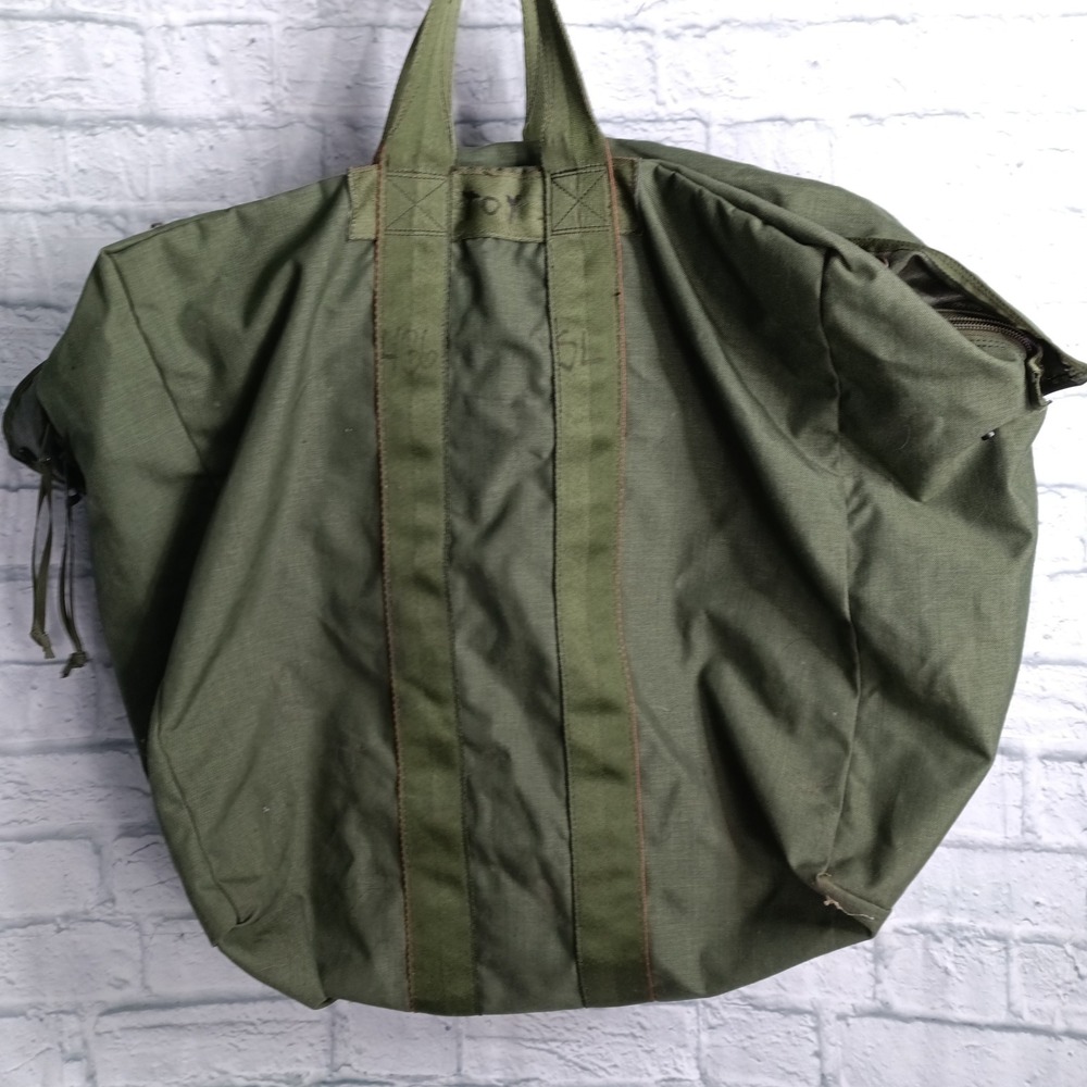 Vintage US Military Flyer Kit Bag OD Green Canvas Duffel Heavy Duty Carry  s12